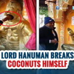 Lord Hanuman Statue Breaking Coconuts Himself