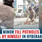 Hyd: 12-year-old boy takes upon himself to fill potholes