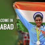 PVSindhu‬ arrives to a rousing welcome in Hyderabad
