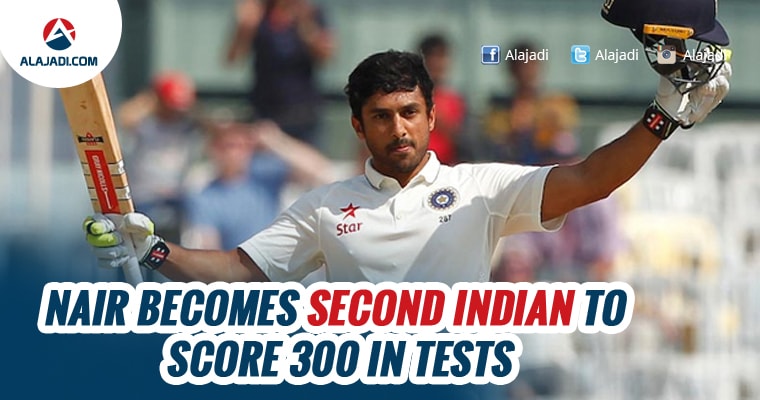 nair-becomes-second-indian-to-score-300-in-tests