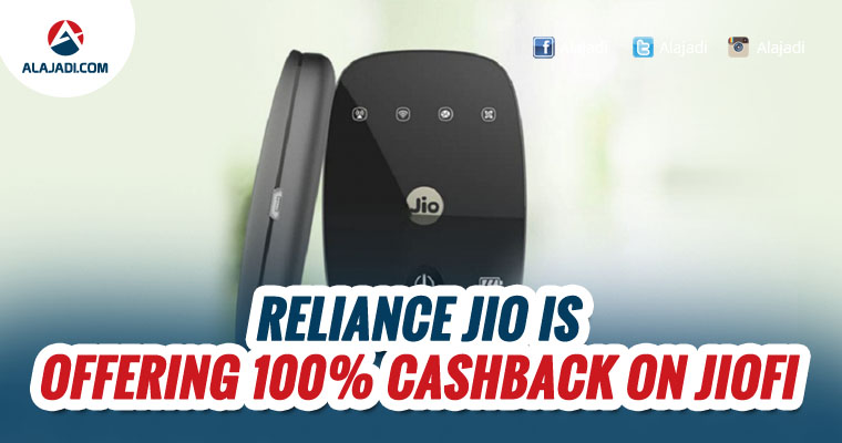 Reliance Jio is offering 100 cashback on JioFi